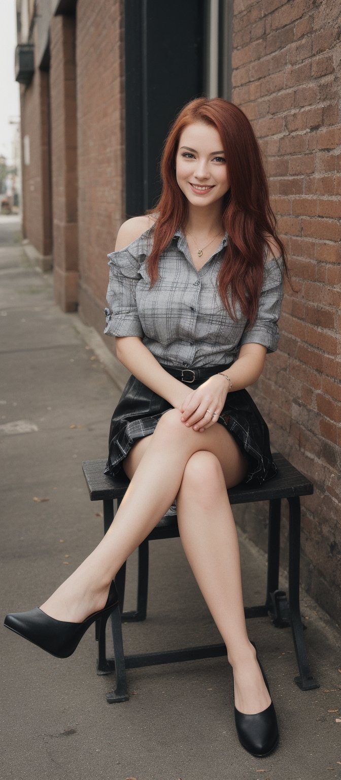 Generate hyper realistic image of a woman with a warm smile,  looking directly at the viewer. She has large breasts and a...