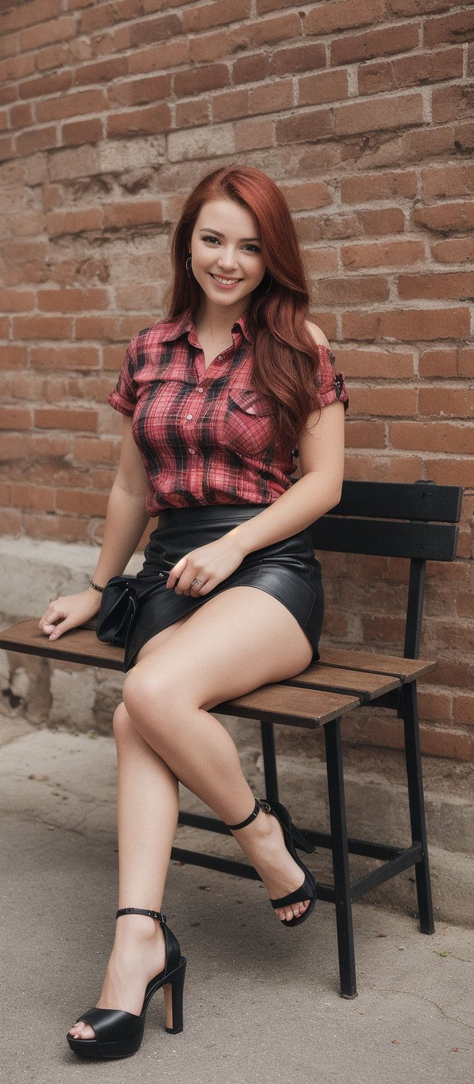 Generate hyper realistic image of a woman with a warm smile,  looking directly at the viewer. She has large breasts and a...