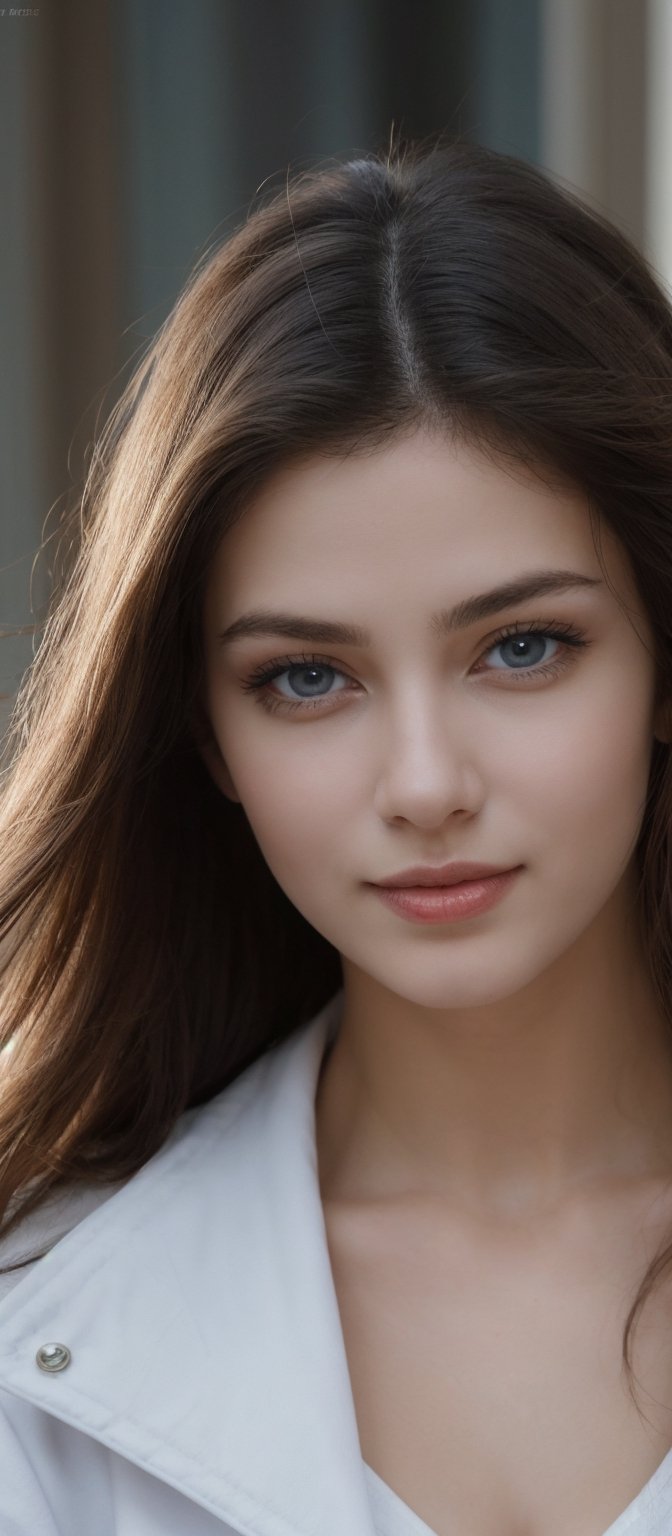 Generate hyper realistic image of a seductive woman with long,  flowing hair cascading down her shoulders. Her captivating...