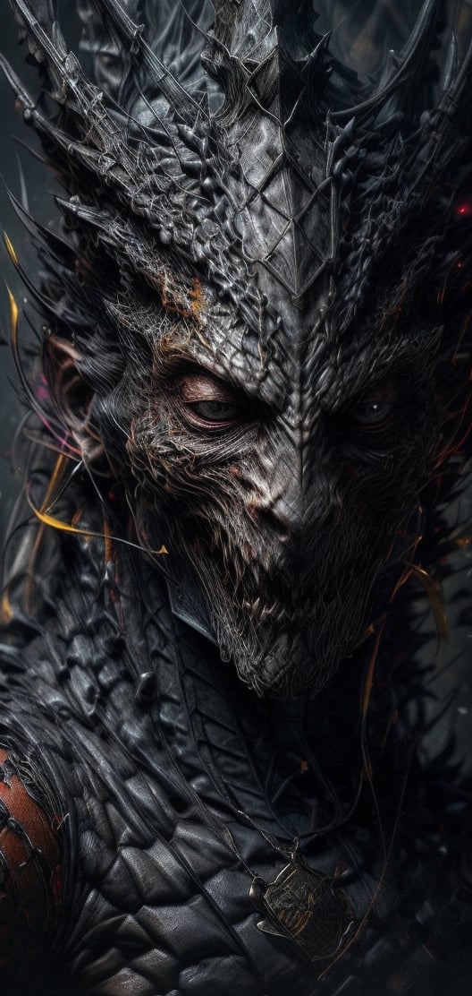 Create a photo realistic of dragon humanoid, faces covered by dragon scales, raven black wing, aggressive, furious,More Detail, facing the viewer, ,Dragon