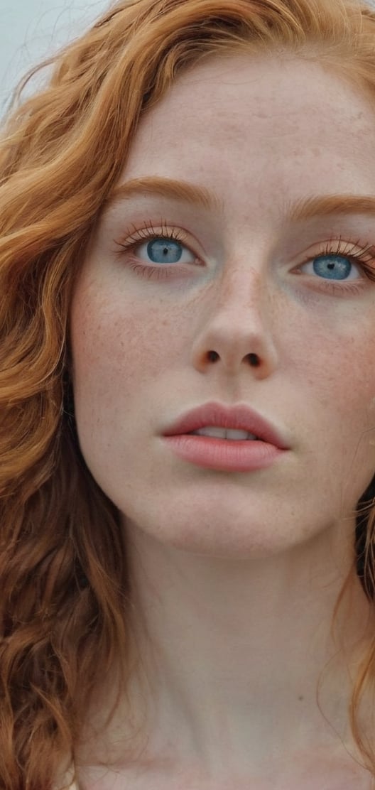 Create a a beautiful gignger woman portrait looking up to the viewer long ginger hair,  curly,  wavy hair by Decyfer30 on...