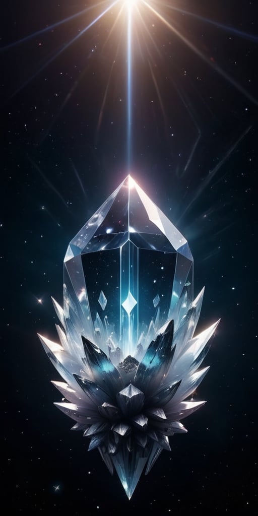 Generate hyper realistic image of crystalline entities from an alien dimension,  their geometric shapes refracting the lig...