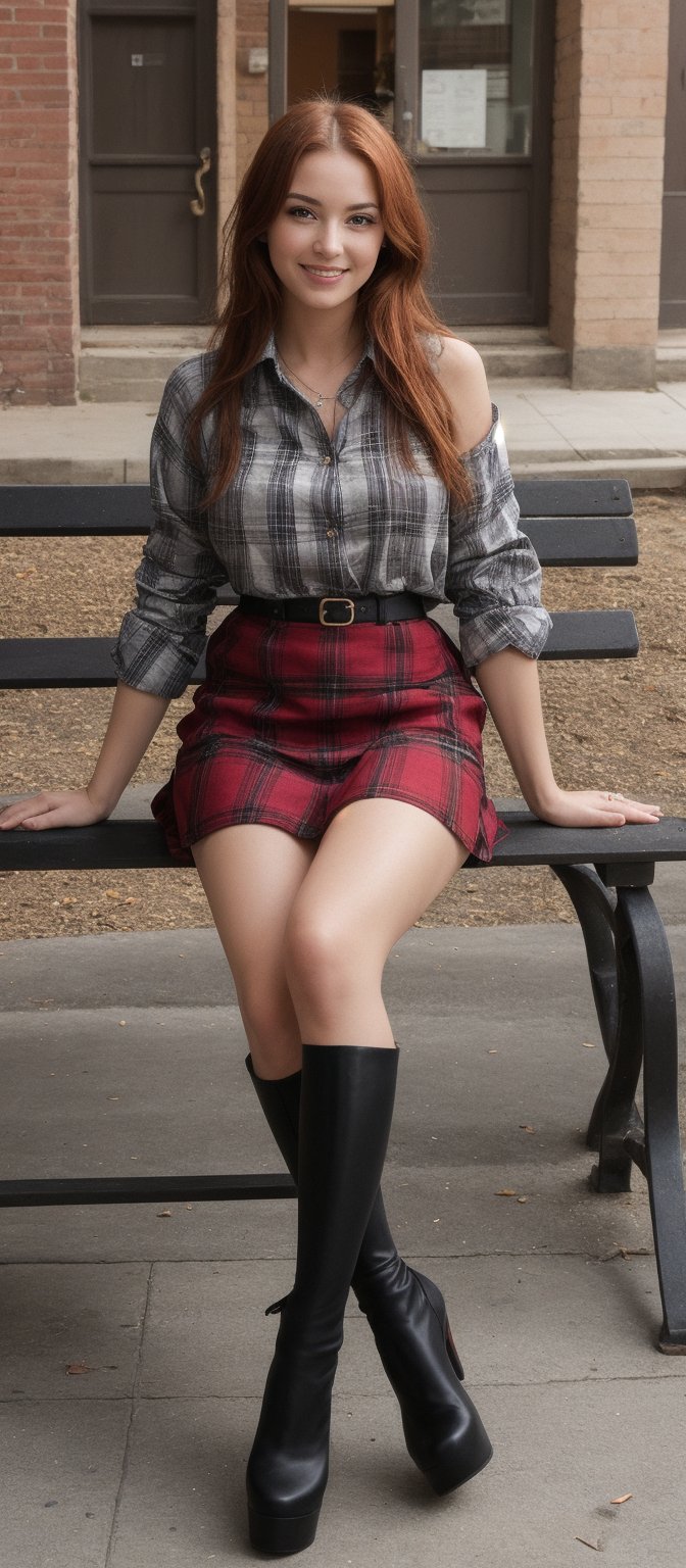 Generate hyper realistic image of a woman with a warm smile,  looking directly at the viewer. She has large breasts and a...