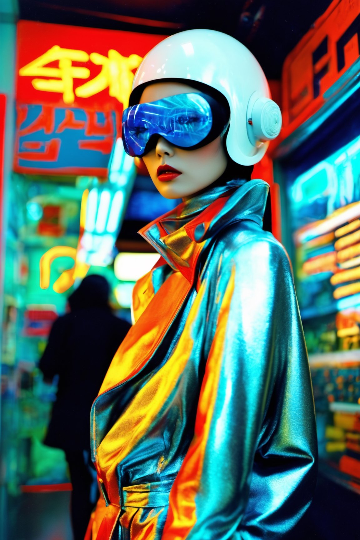 Absorbing cinematic photograph,  snapshot from an alien invasion feature,  extraterrestrial inspired outfits by 0xprinced...