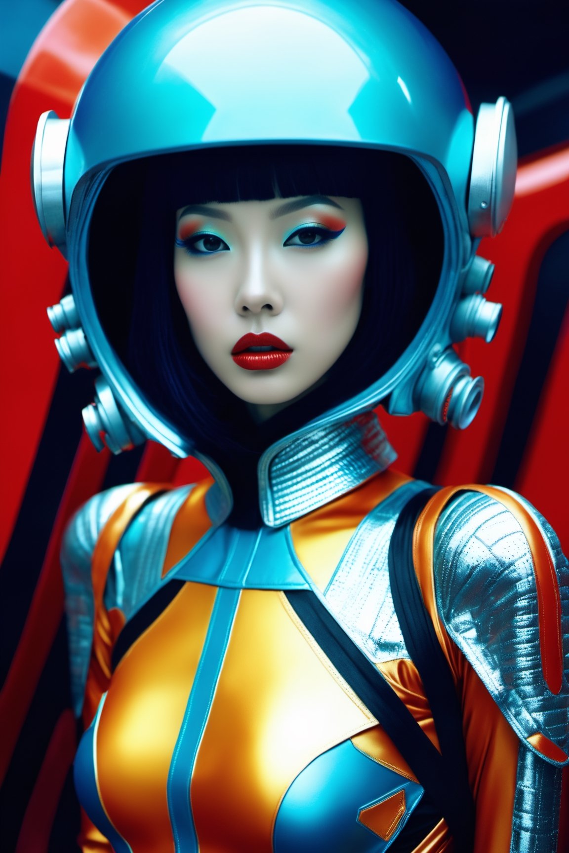 Absorbing cinematic photograph,  snapshot from an alien invasion feature,  extraterrestrial inspired outfits by 0xprinced...