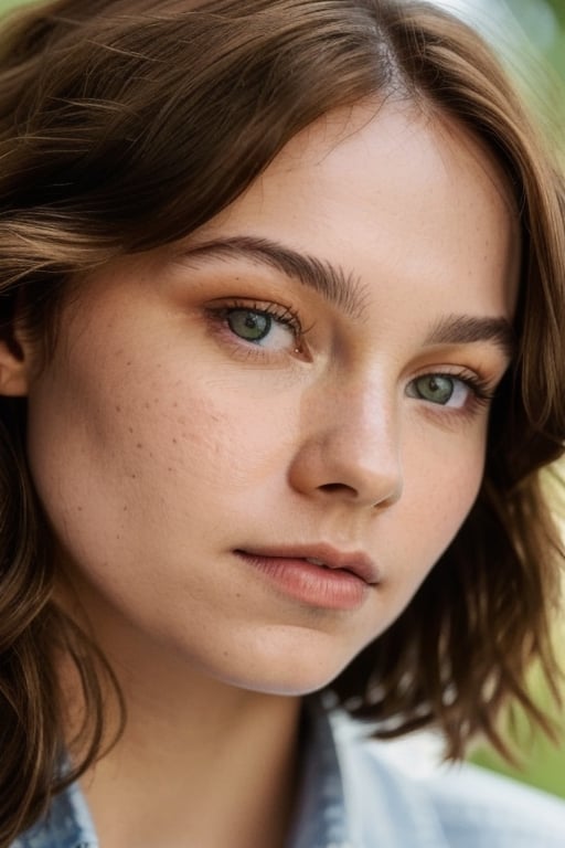 a photo of a woman with brown hair, , ememyers, highlight hair,  looking at the camera, dslr, ultra quality, sharp focus, tack sharp, dof, film grain, Fujifilm XT3, crystal clear, 8K UHD, highly detailed glossy eyes, high detailed skin, skin pores