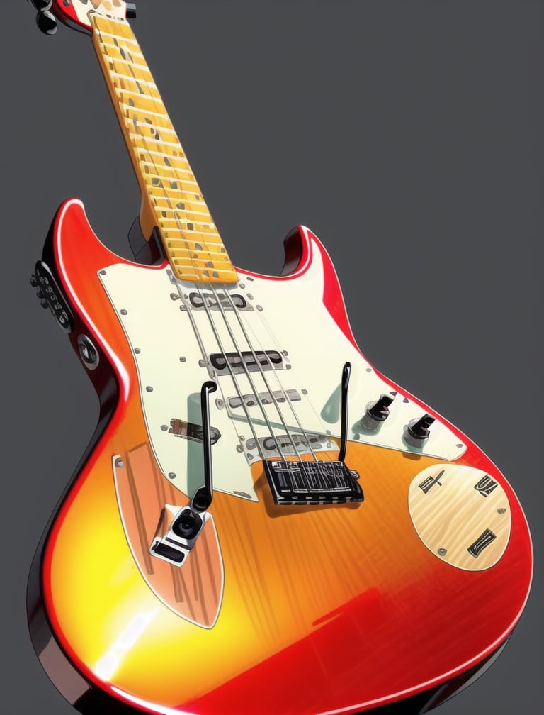 amazing (((complete electric guitar red and black))), vibrant color, white background, hd, (vector design), (2d flat), art ready to print, hd, full guitar, modern, ((fretboard guitar, Headstock guitar, neck guitar, body guitar)), (highly detailed), (((s-type electric guitar))), fender squier electric guitar