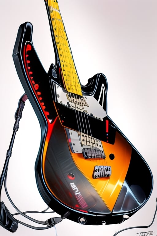 amazing (((complete electric guitar red and black))), vibrant color, white background, hd, (vector design), (2d flat), art ready to print, hd, full guitar, modern, ((fretboard guitar, Headstock guitar, neck guitar, body guitar)), (highly detailed), (((s-type electric guitar))), Ibanez GRX40-CA electric guitar