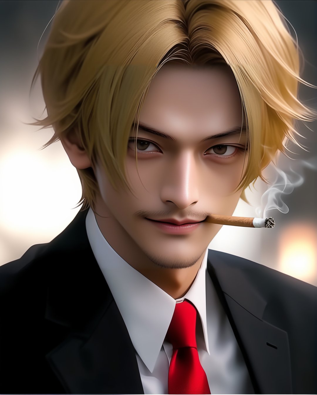 Happy sanji,女孩,旗袍,Dream, 10 year cute boy on a Black suit, white dress shirt, red tie, in the style of yuumei, realistic hyper - detailed rendering, yumihiko amano, zhang jingna, wiccan, trace monotone, rtx on ,細緻的背景,indian boy, various poses , smoking cigarettes,