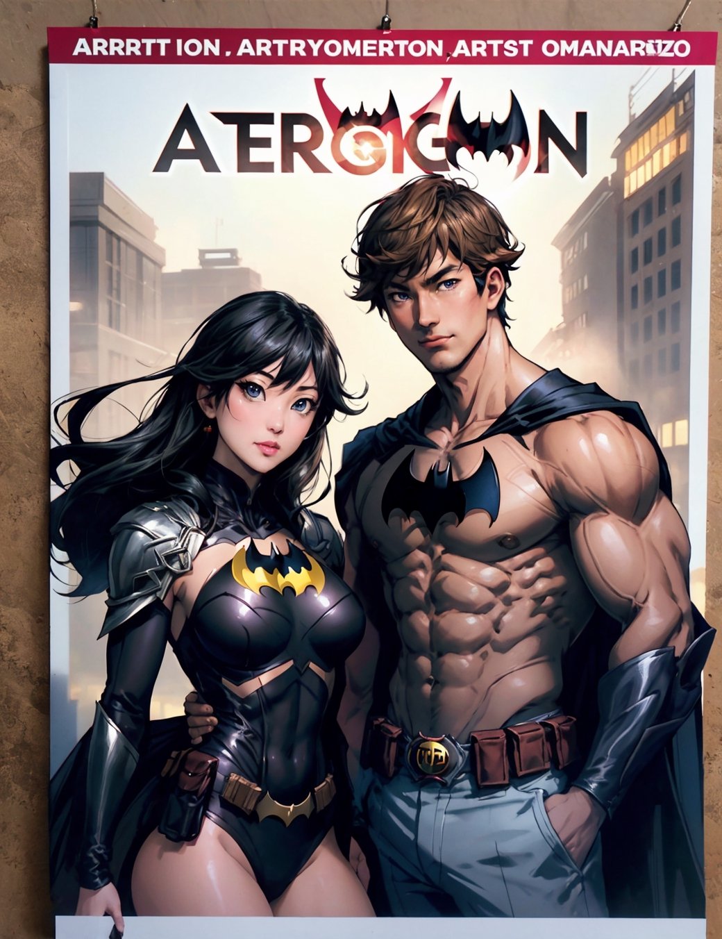 a couple of people standing next to each other, masayoshi suto and artgerm, anigirl batman, artgerm and genzoman, artgerm and warren louw, artgerm and james jean, artgerm and j. dickenson, greg rutkowksi and artgerm, artgerm and ben lo