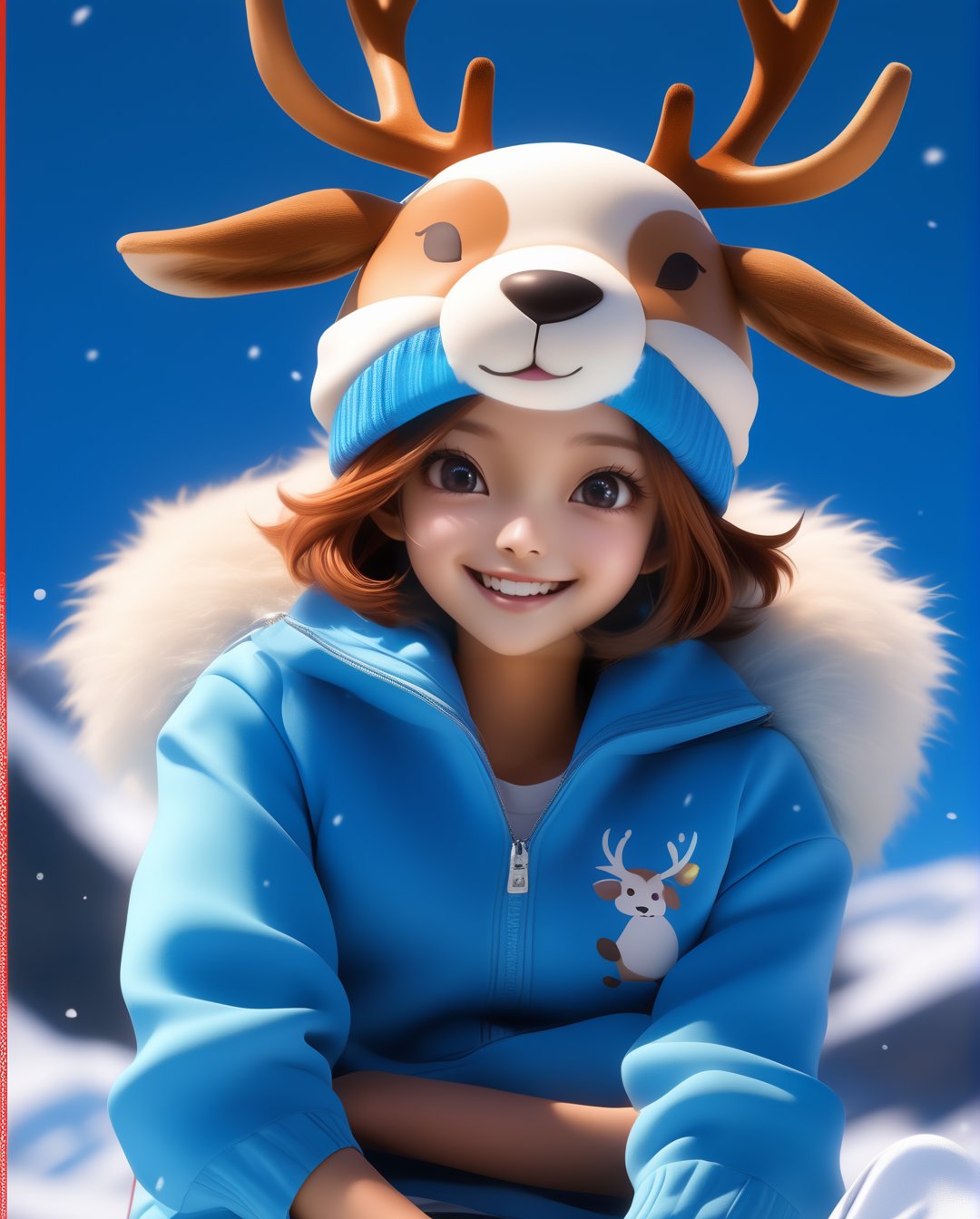 Happy tony Tony chopper,女孩,旗袍,Dream, 10 year cute reindeer on a Blue cap, blue jacket, blue shorts, white shirt, in the style of yuumei, realistic hyper - detailed rendering, yumihiko amano, zhang jingna, wiccan, trace monotone, rtx on ,細緻的背景, indian boy, various poses , onepiece anime, 