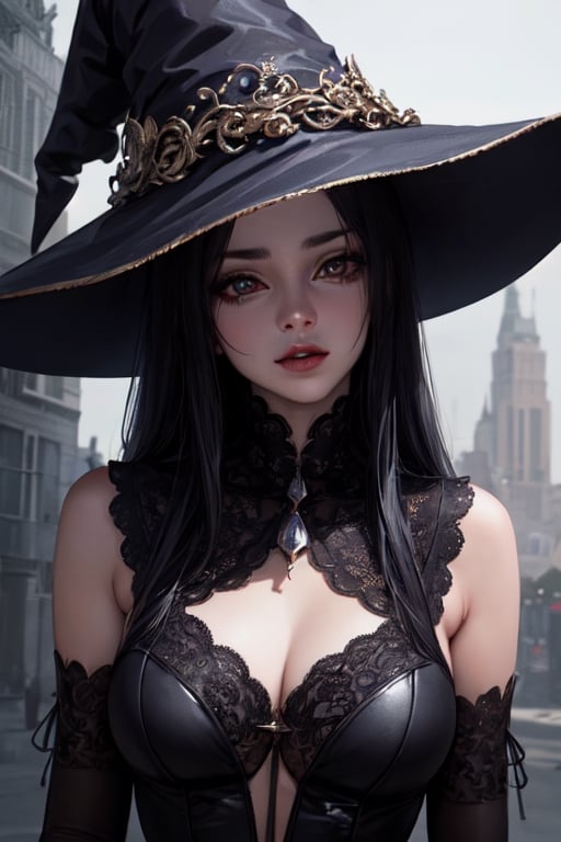 Witch, dark, highly detailed, hyper-realistic masterpiece, character design, volumetric lighting, fairy lights, intricate detail, ultra-realistic, hdr.  best quality, perfect detailed, ultra sharp focus,