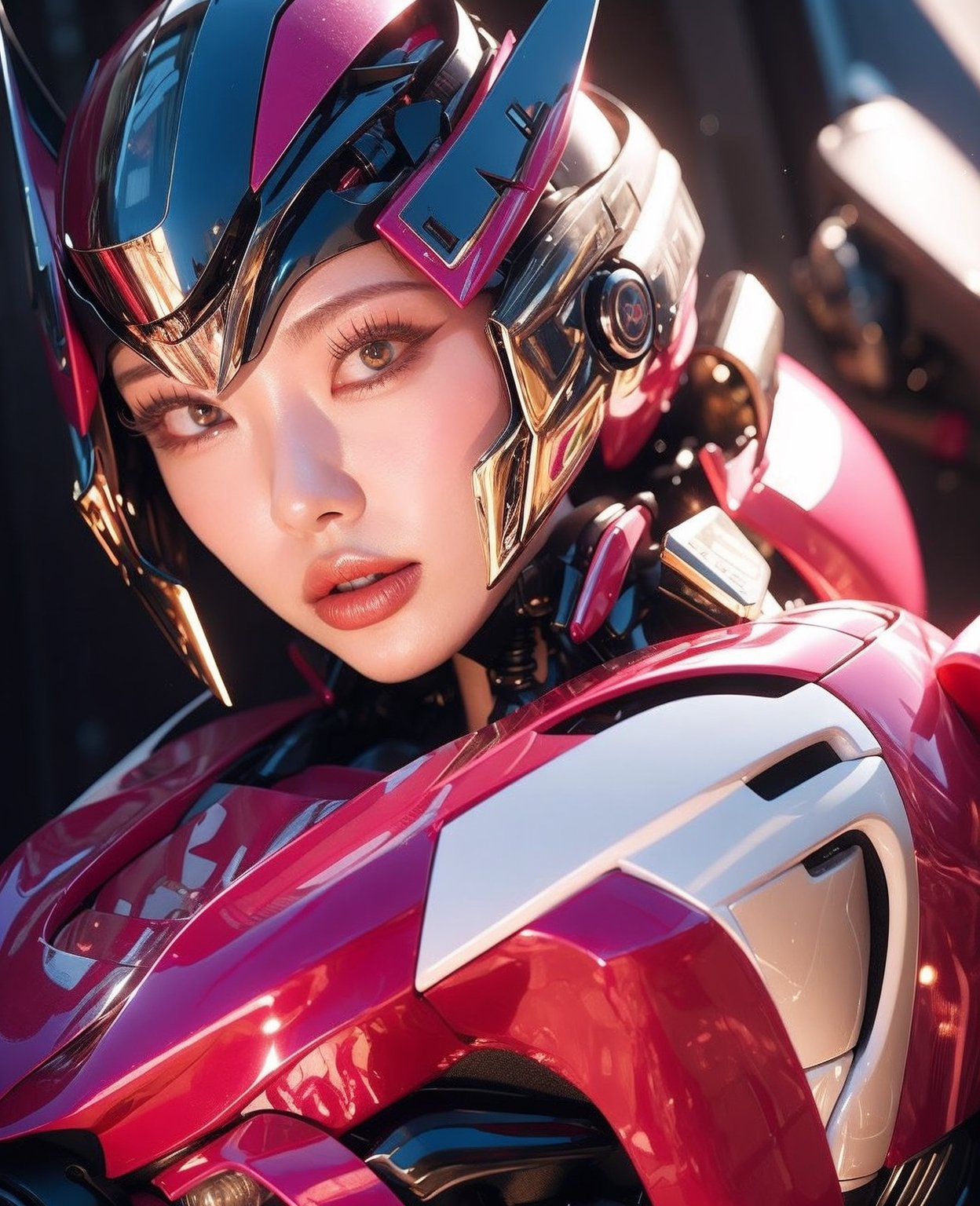 holiday,woman,dramatic lighting,Pink Mecha,Honey Mecha,(perfect fit:0.85),photo-realistic,Pink Mecha