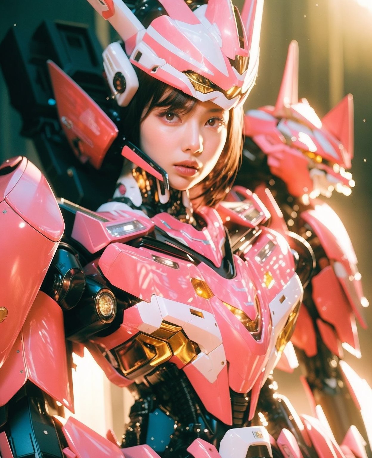 holiday,woman,dramatic lighting,Pink Mecha,Honey Mecha,(perfect fit:0.85),film,photo-realistic,Pink Mecha