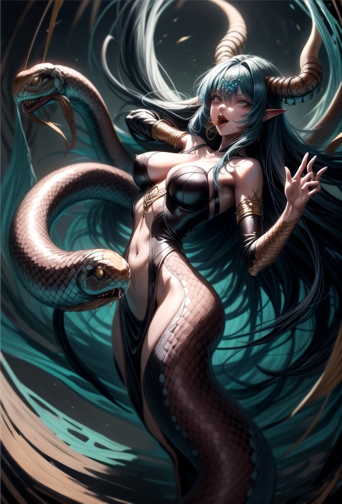 Lamia,  A woman and a snake's tail sticking out the snake's tongue Whole body,  dynamic pose by 定吉 on Tensor.Art