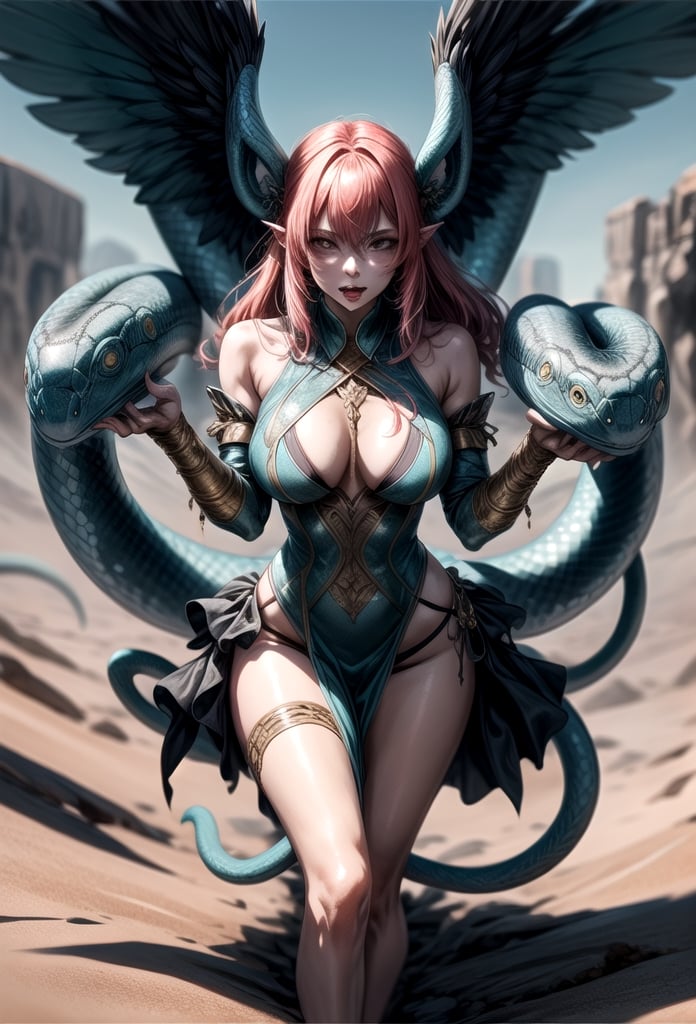 Lamia,  A snake's tail and a snake's tongue appear in place of a woman's legs. Whole body,  dynamic pose by 定吉 on Tensor.Art