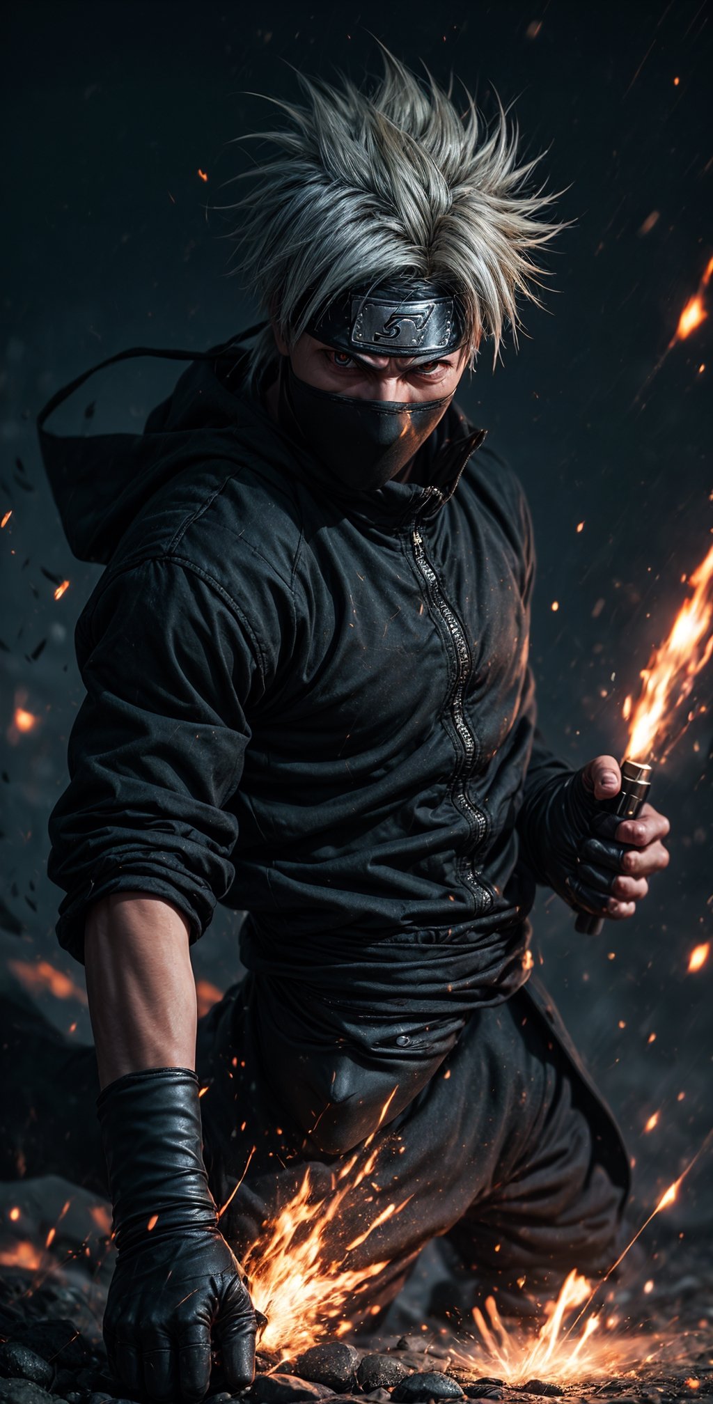 Kakashi Hatake,  an iconic character from the Naruto anime: "Generate a captivating and highly detailed visual representat...