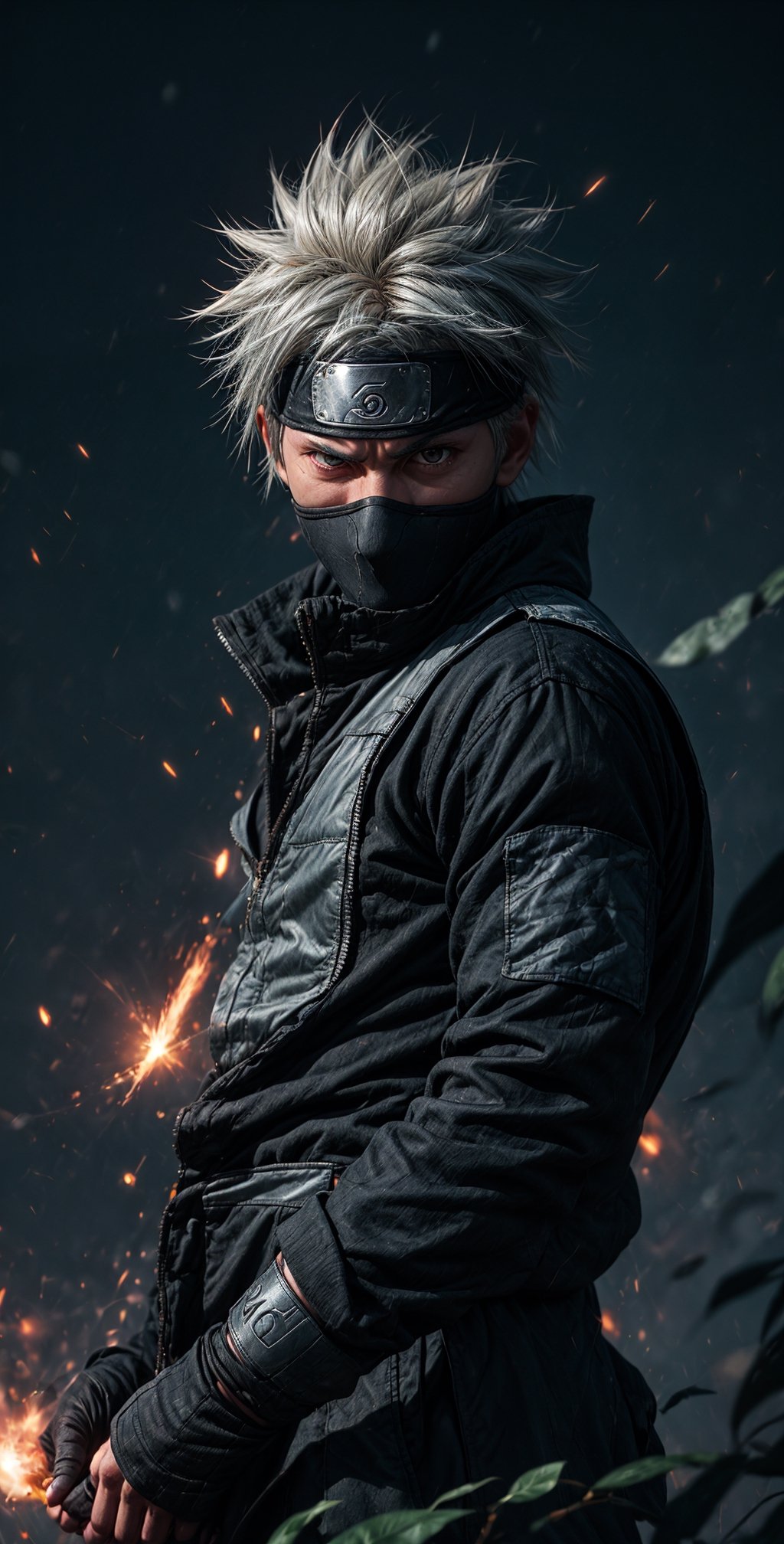 Kakashi Hatake,  an iconic character from the Naruto anime: "Generate a captivating and highly detailed visual representat...