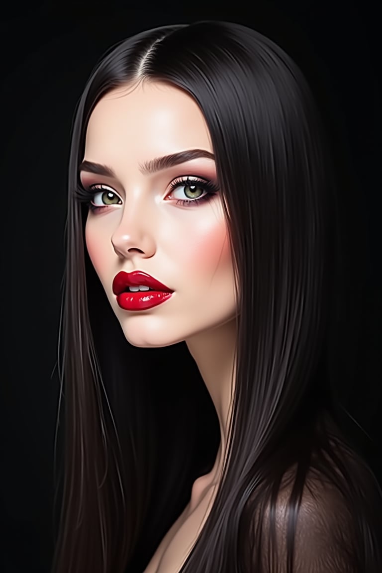 pretty woman,  sleek straight hair,  abstract black background by acc-n on Tensor.Art