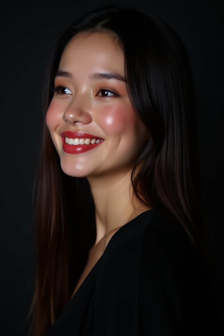 pretty woman,  black dark color theme,  red natural cheeks by acc-n on Tensor.Art