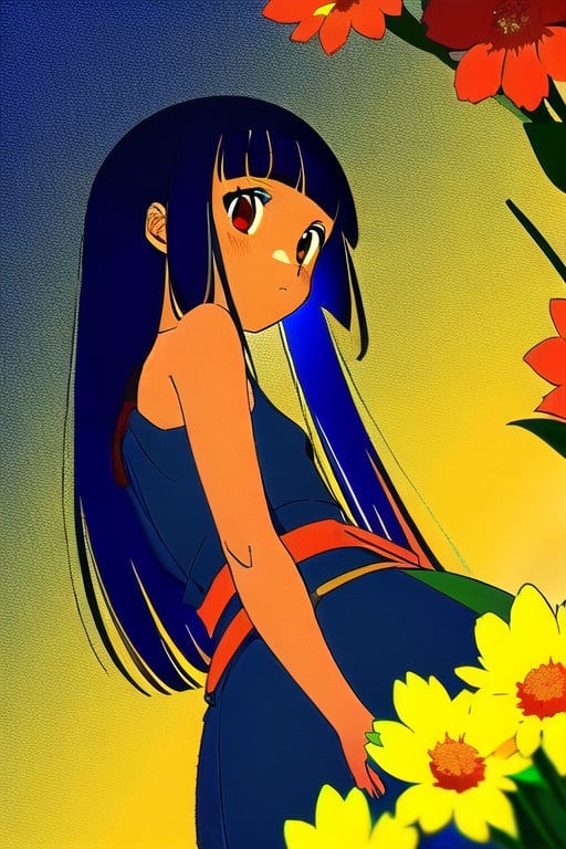 1girl,  flowers background,  long hair by acc-n on Tensor.Art