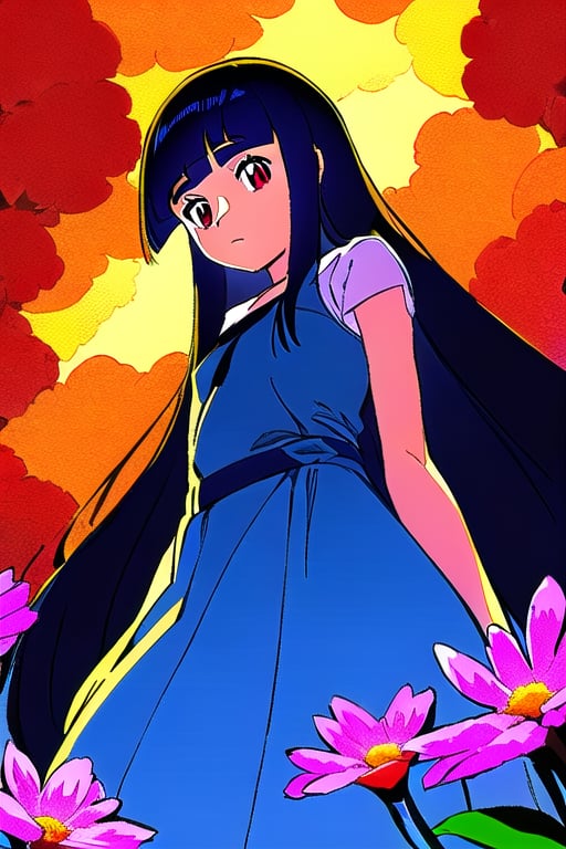 1girl,  flowers background,  long hair by acc-n on Tensor.Art