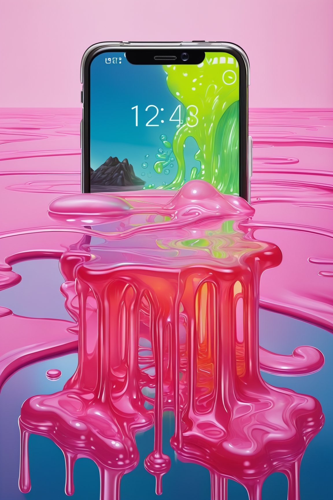 (ACIDMELT) perfect detailed ((smartphone)), JELLY, SLIME, MELT 