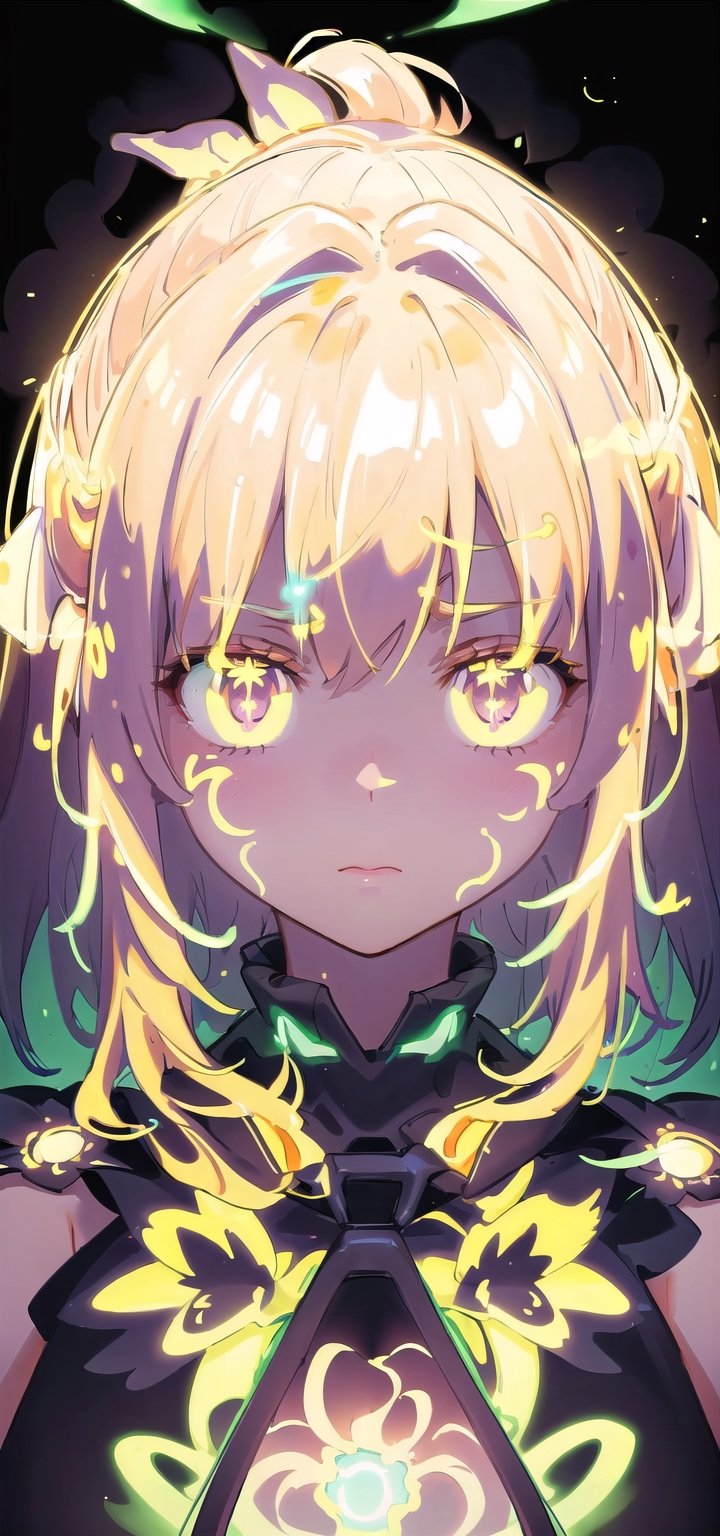 1girl, (((((glow art))))), (((glowing eyes, glowing hairs)))

, simple background, High detailed , Detailed face, highres,glowing gold