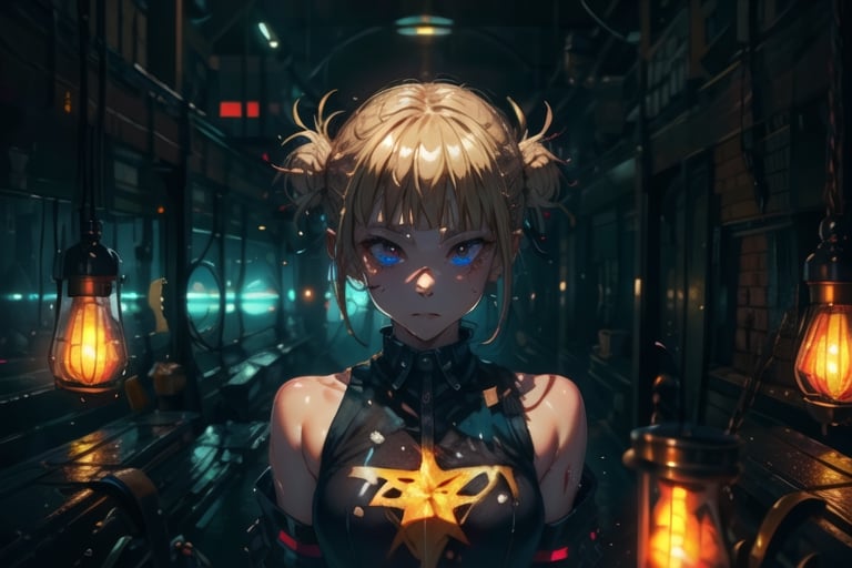 masterpiece ,Neon Light,perfecteyes , 
Himiko Toga , Shiny oiled skin