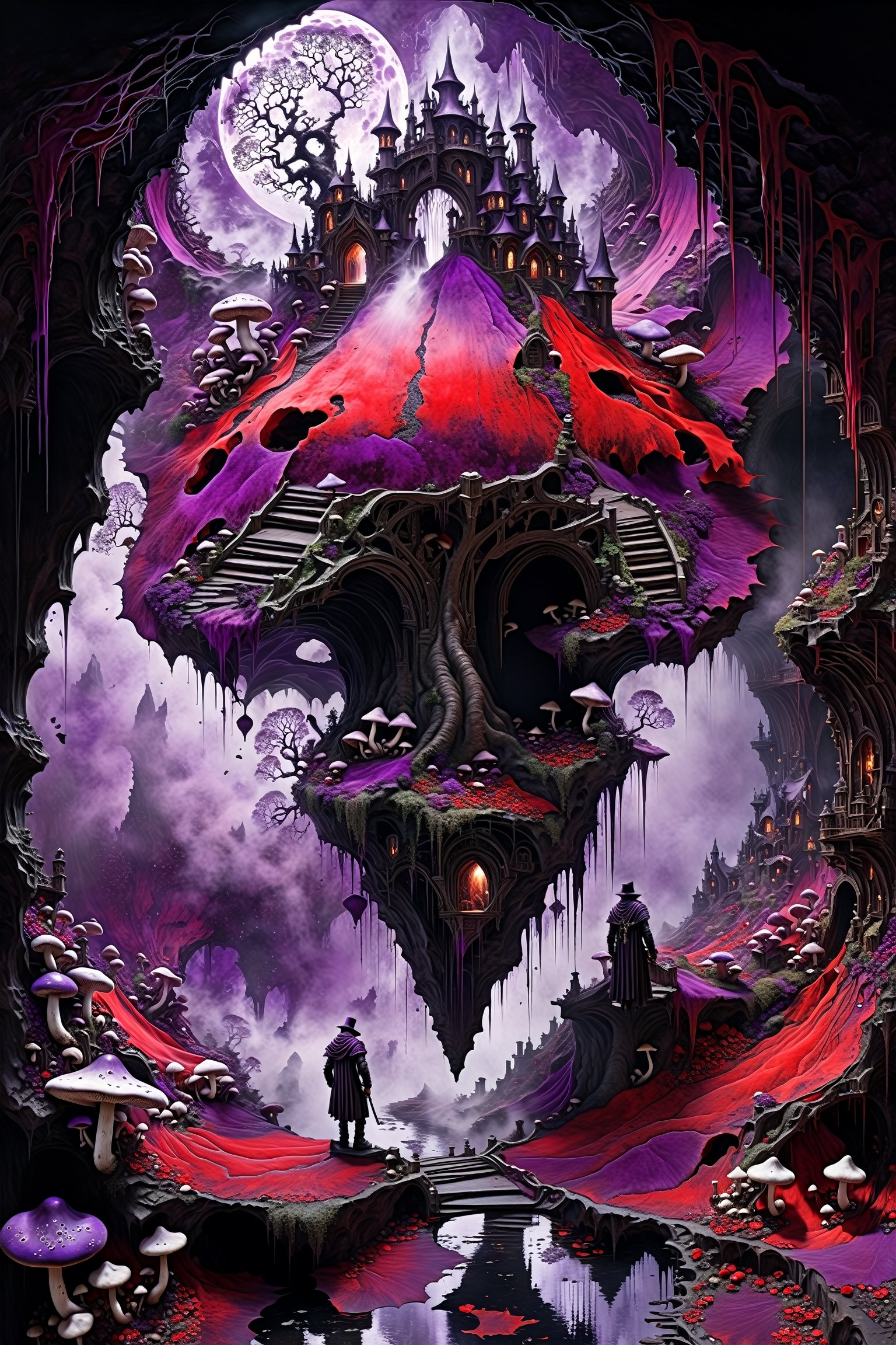 Ultra-wide-angle,  photorealistic medieval gothic steam punk shot of an exciting fusion between Spawn and ((A spiderweb an...