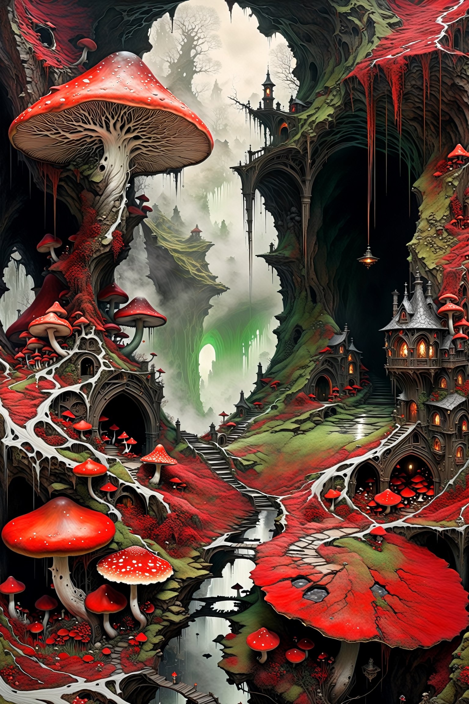 Ultra-wide-angle,  photorealistic medieval gothic steam punk shot of an exciting fusion between Spawn and ((A spiderweb an...