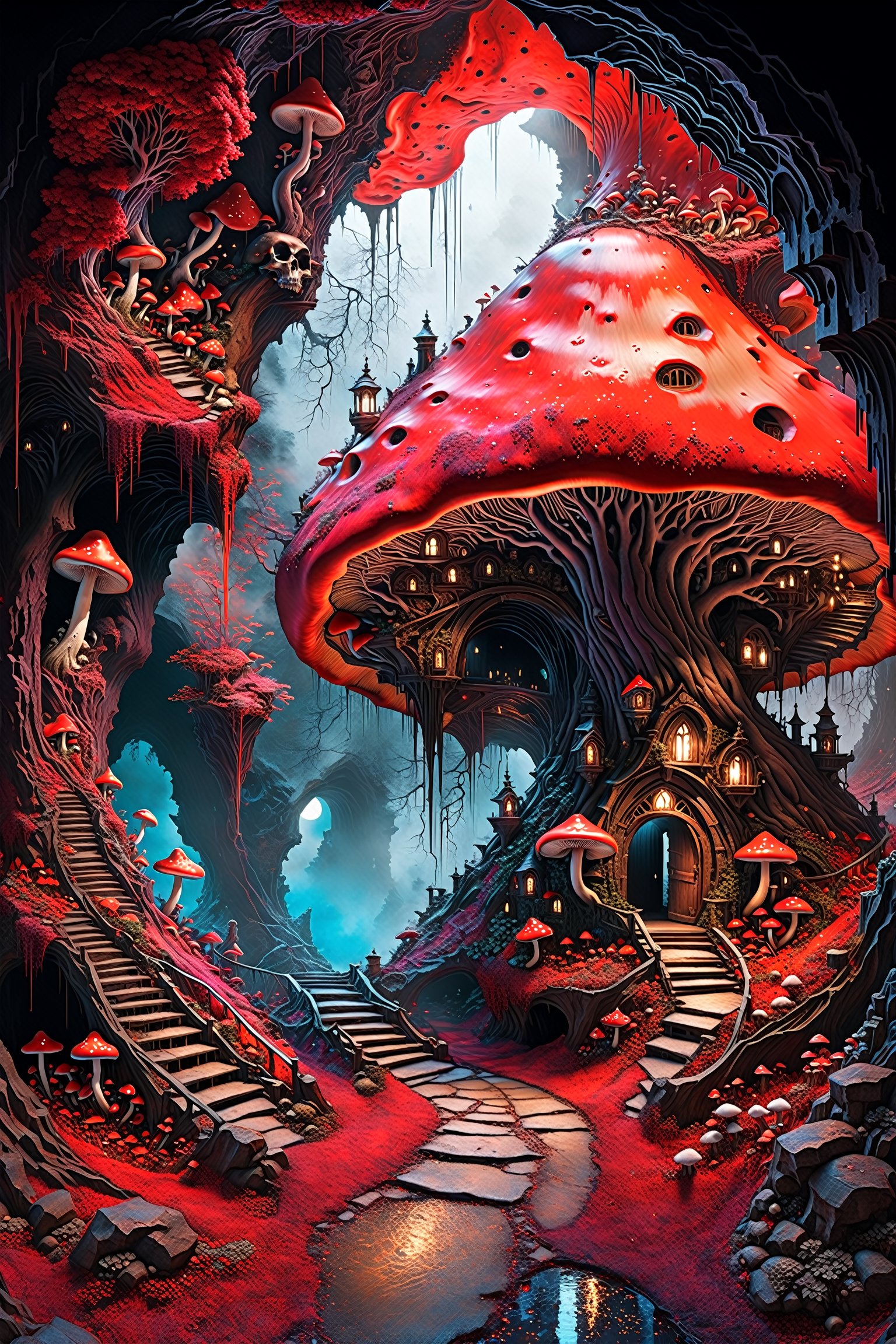 Ultra-wide-angle,  photorealistic medieval gothic steam punk shot of an exciting fusion between Spawn and ((A spiderweb an...