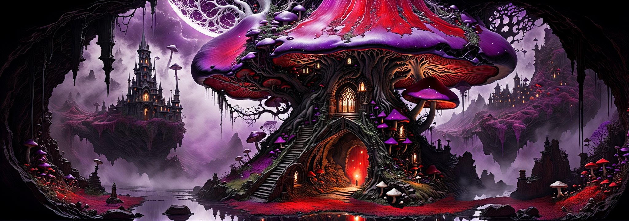 Ultra-wide-angle,  photorealistic medieval gothic steam punk shot of an exciting fusion between Spawn and ((A spiderweb an...