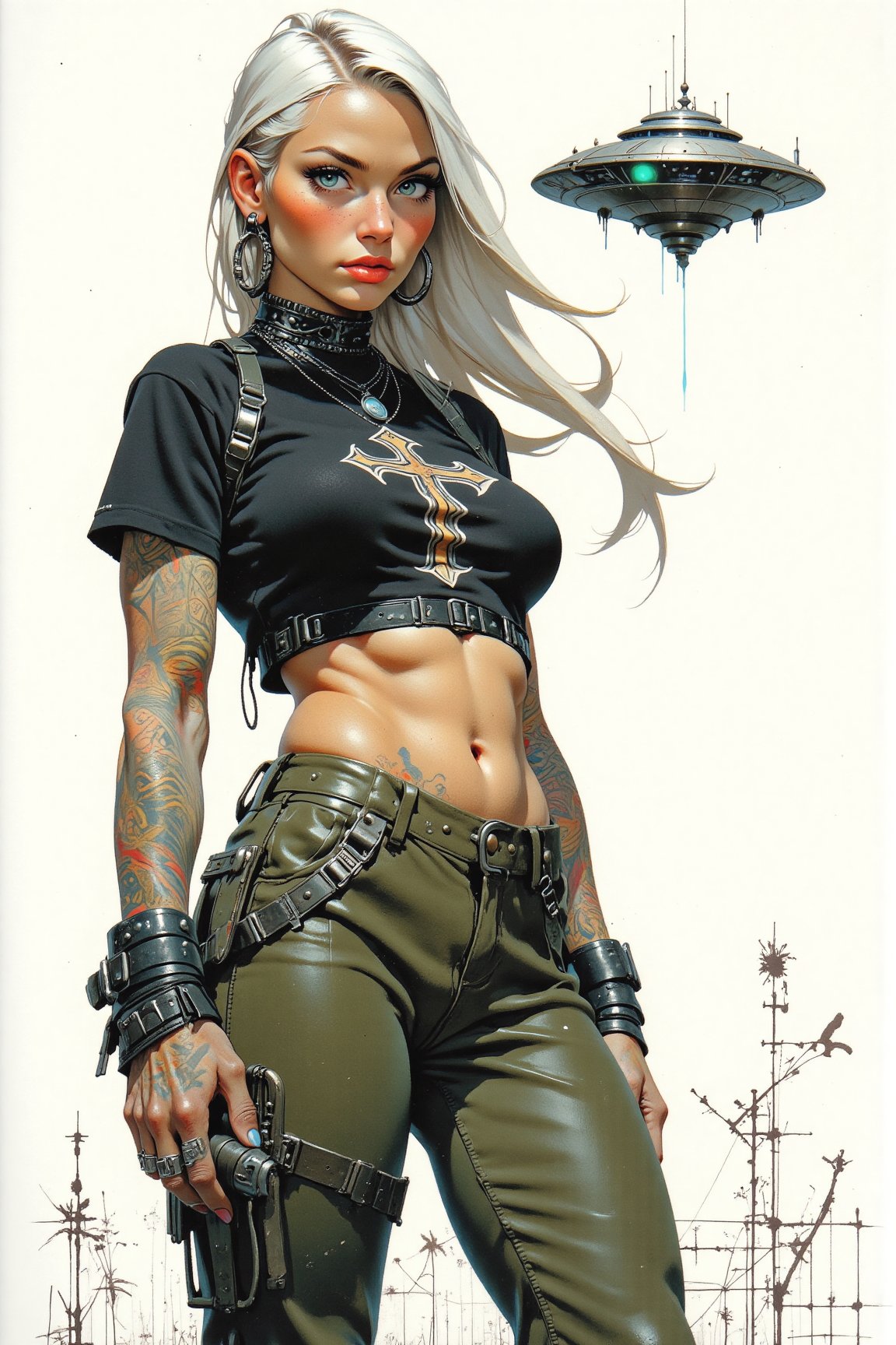 Y2K Princess exudes confidence in a close-up shot,  her face illuminated by high-key lighting that accentuates the bold hu...