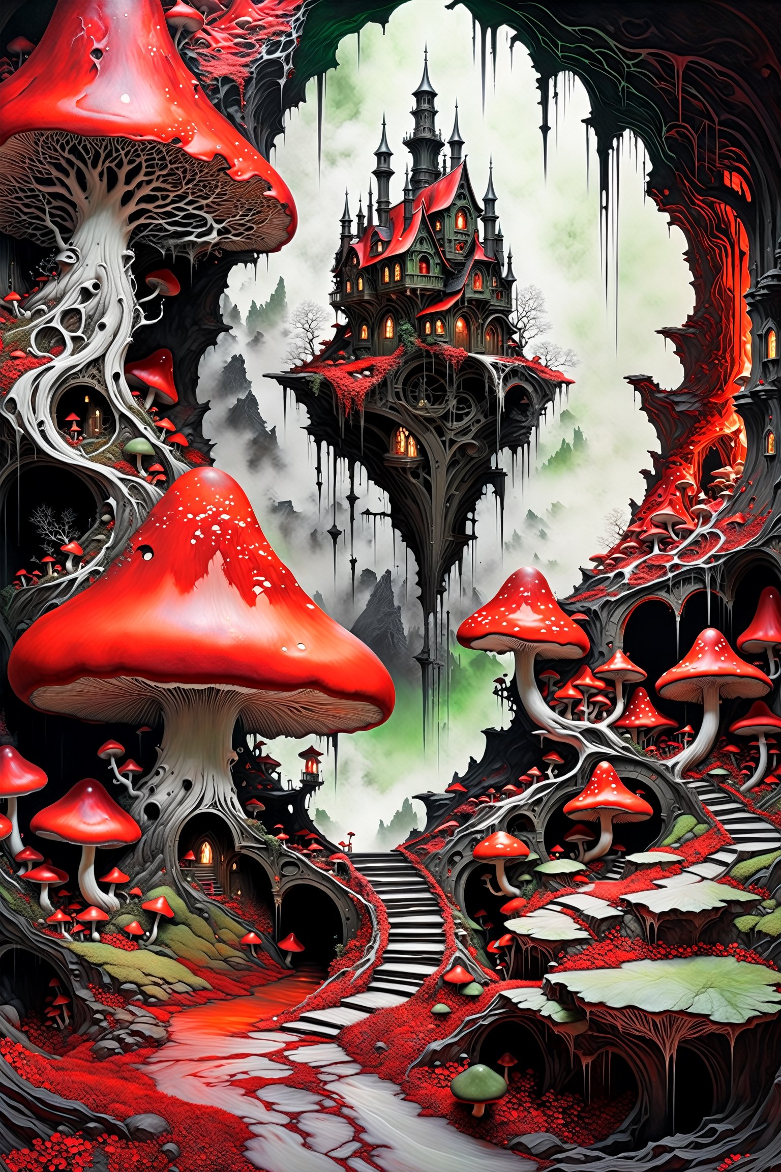 Ultra-wide-angle,  photorealistic medieval gothic steam punk shot of an exciting fusion between Spawn and ((A spiderweb an...