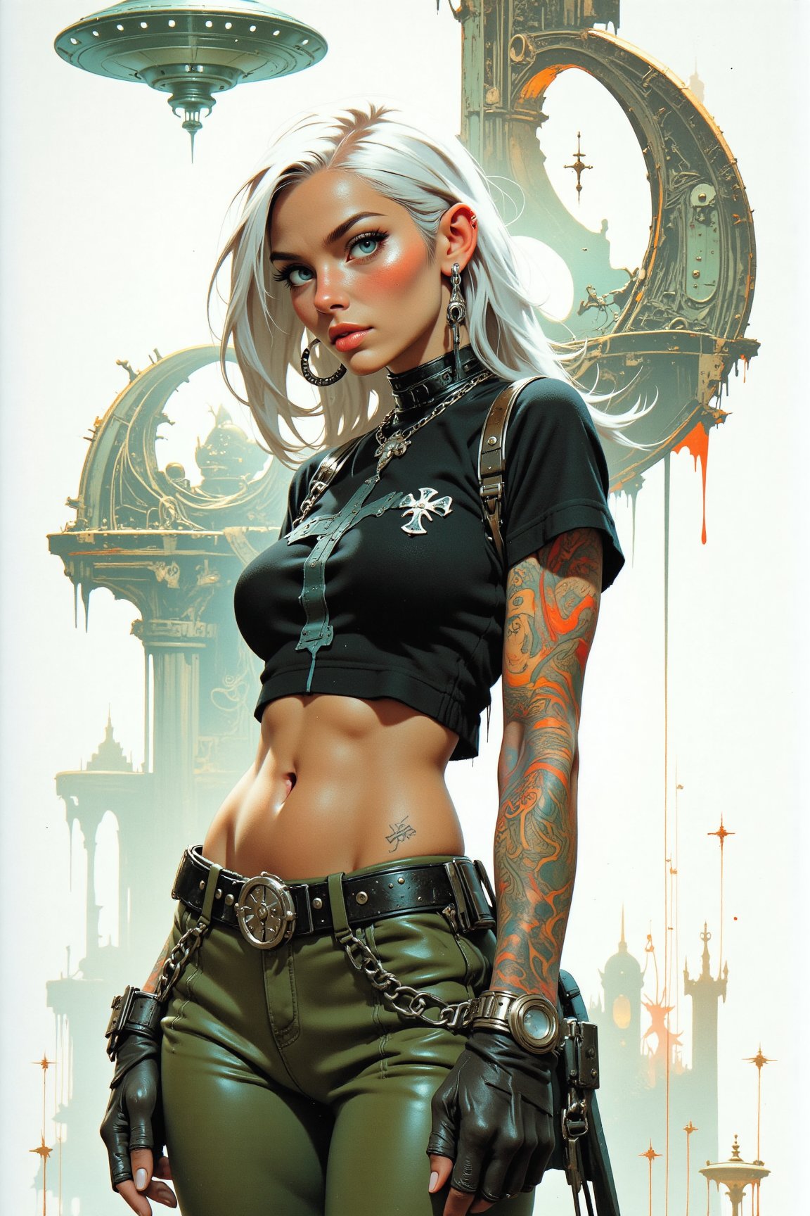 Y2K Princess exudes confidence in a close-up shot,  her face illuminated by high-key lighting that accentuates the bold hu...