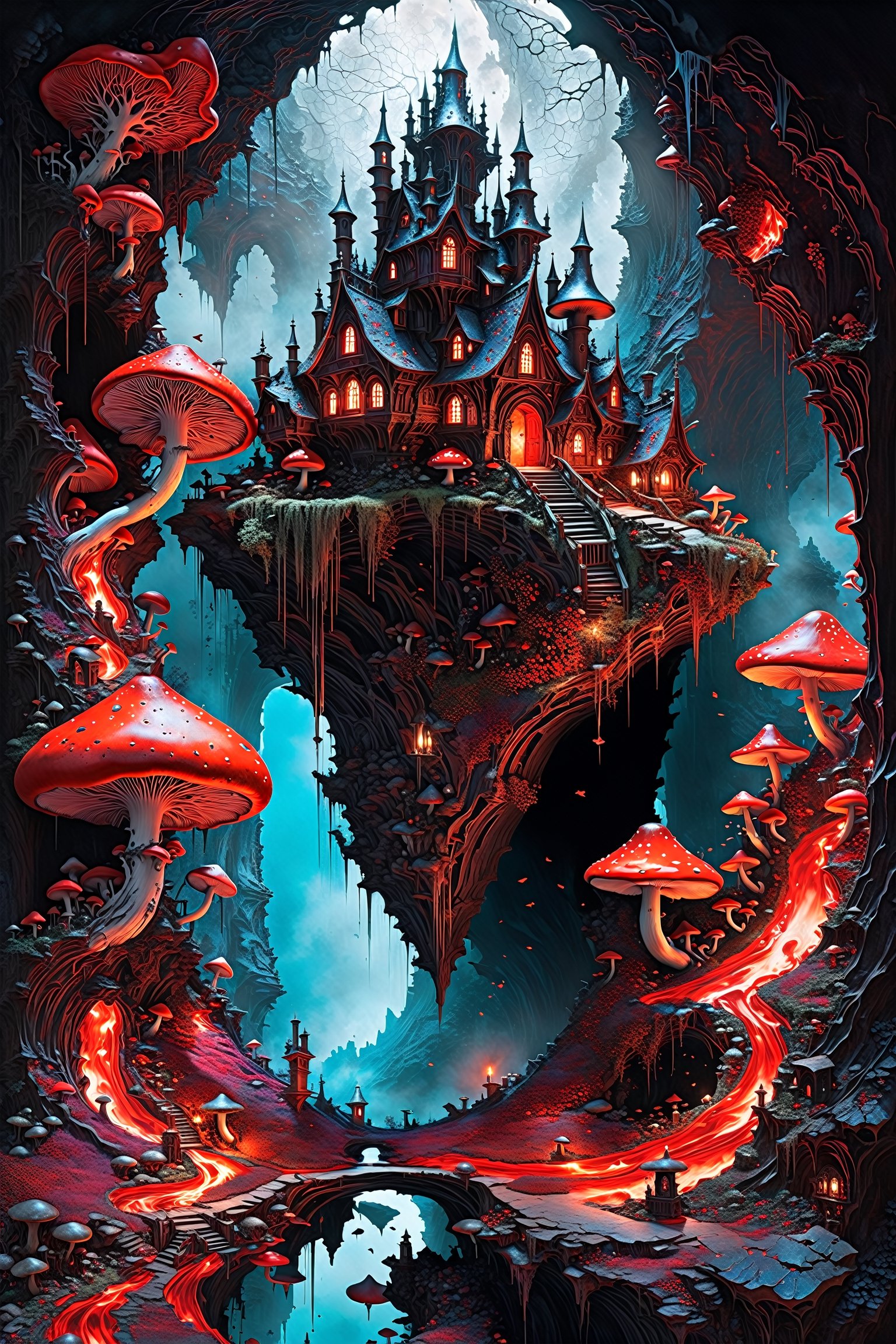 Ultra-wide-angle,  photorealistic medieval gothic steam punk shot of an exciting fusion between Spawn and ((A spiderweb an...