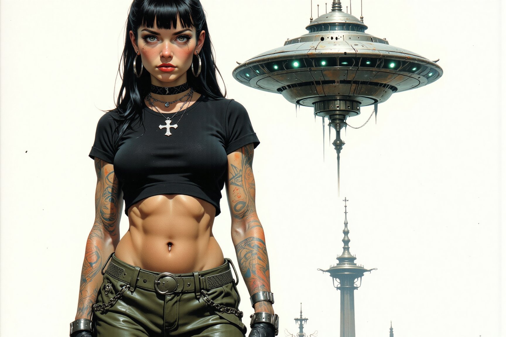 Y2K Princess exudes confidence in a close-up shot,  her face illuminated by high-key lighting that accentuates the bold hu...