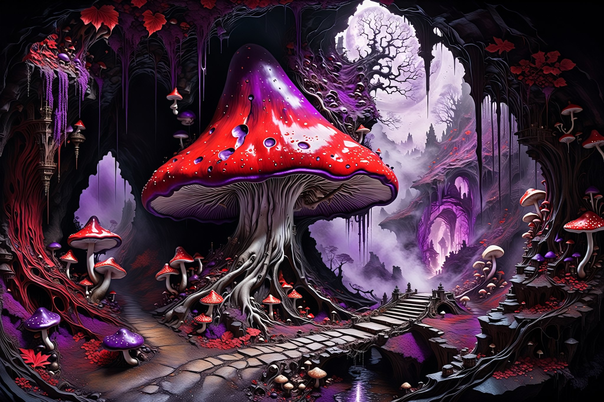 Ultra-wide-angle,  photorealistic medieval gothic steam punk shot of an exciting fusion between Spawn and ((A spiderweb an...