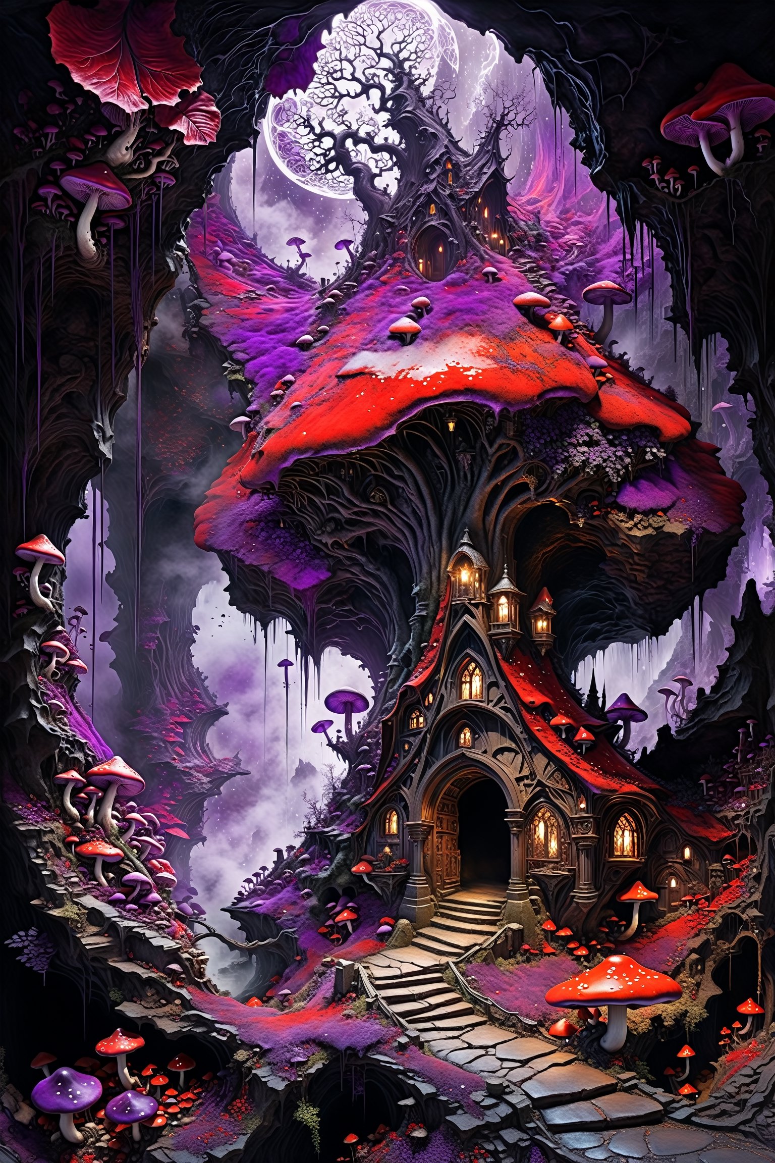 Ultra-wide-angle,  photorealistic medieval gothic steam punk shot of an exciting fusion between Spawn and ((A spiderweb an...