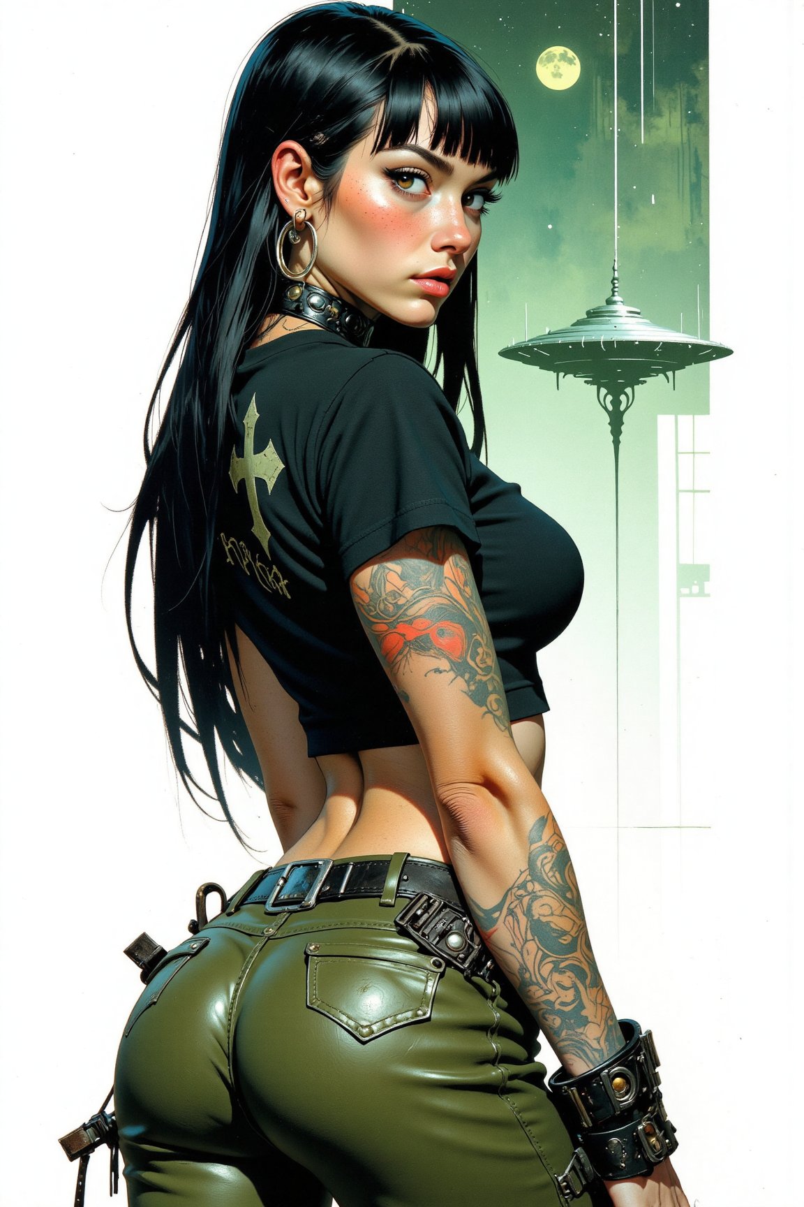 Y2K Princess exudes confidence in a close-up shot,  her face illuminated by high-key lighting that accentuates the bold hu...