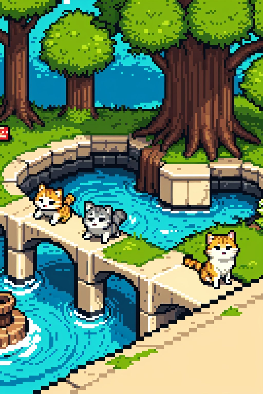 Pixel art,  cat fishing,  Pixel world by Untuned Paradox on Tensor.Art