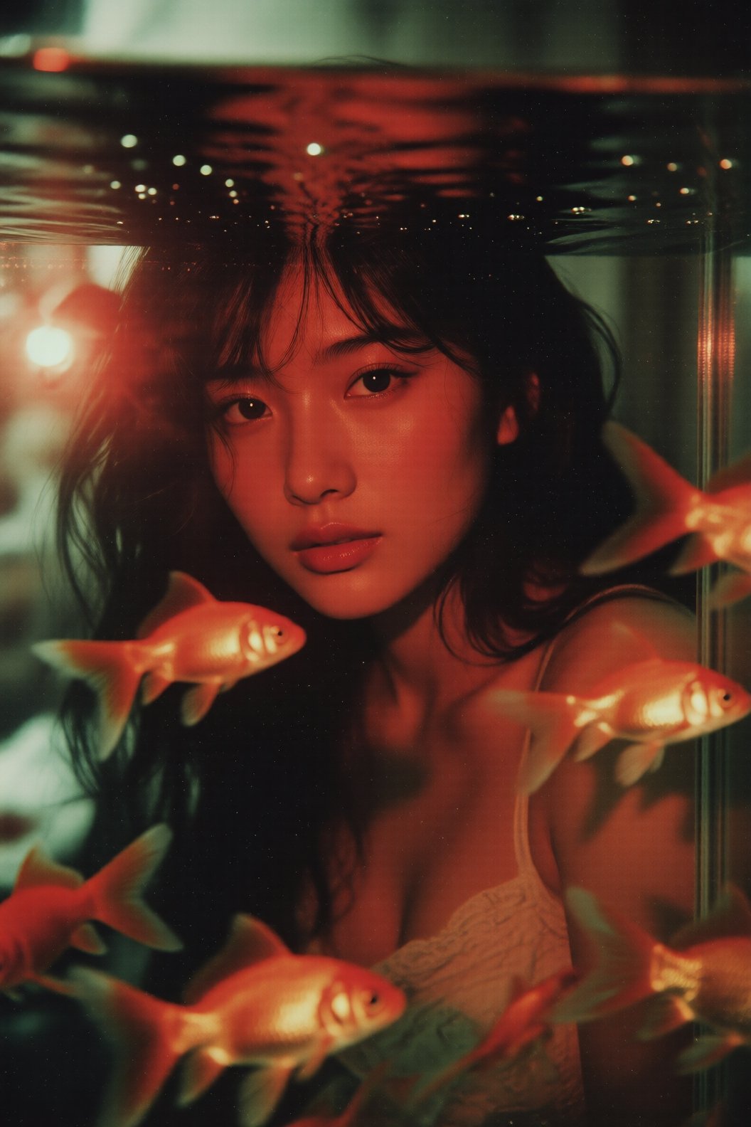 1980s Japanese retro style,  nostalgic dreamy portrait of a beautiful Japanese woman. Petite,  curvy figure by ART IMAGINA...