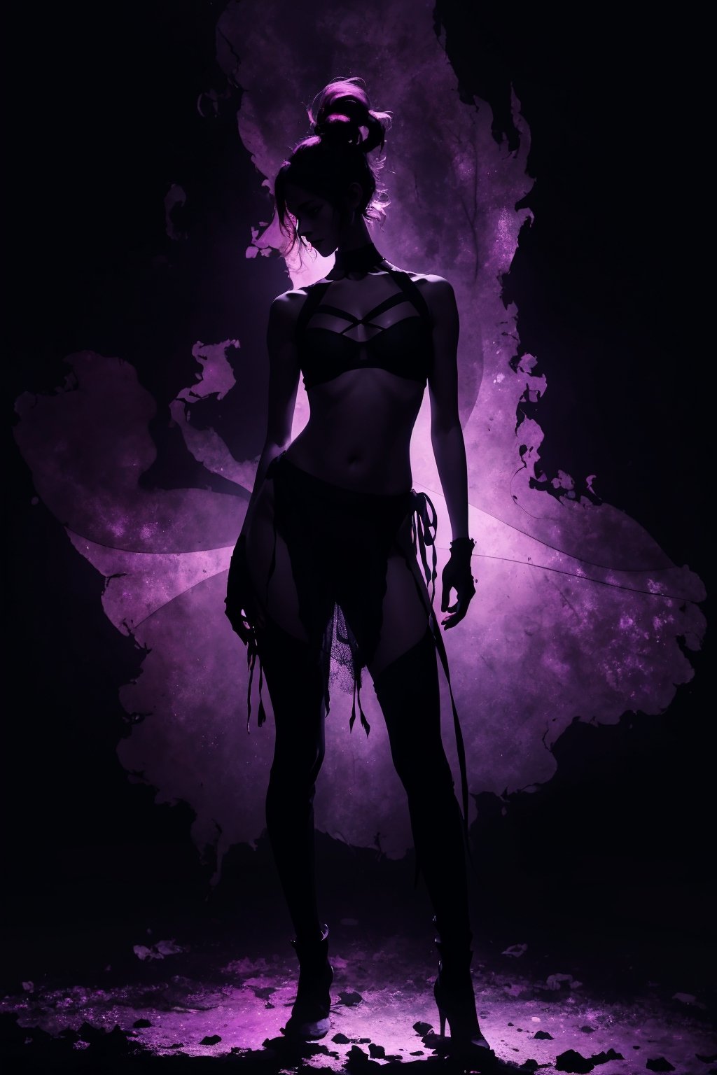 (silhouette:1.25),1girl,dark background,blacklight,mid shot,full body,somber expression,looking down,dark energy,vibrant magenta,portal to another world,flat color,flat shading,ultra realistic,highres,superb,8k wallpaper,extremely detailed,intricate,limited palette,pink,
