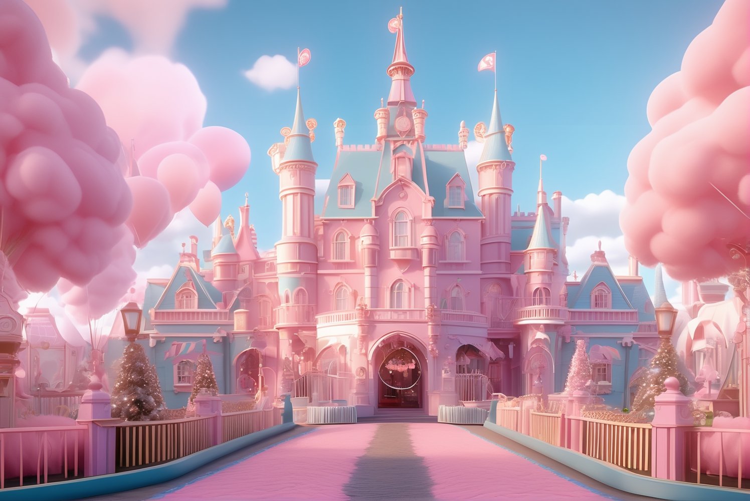 pinky wonderland theme,  cute atmosphere,  fairytale-like castle by ART IMAGINATION on Tensor.Art
