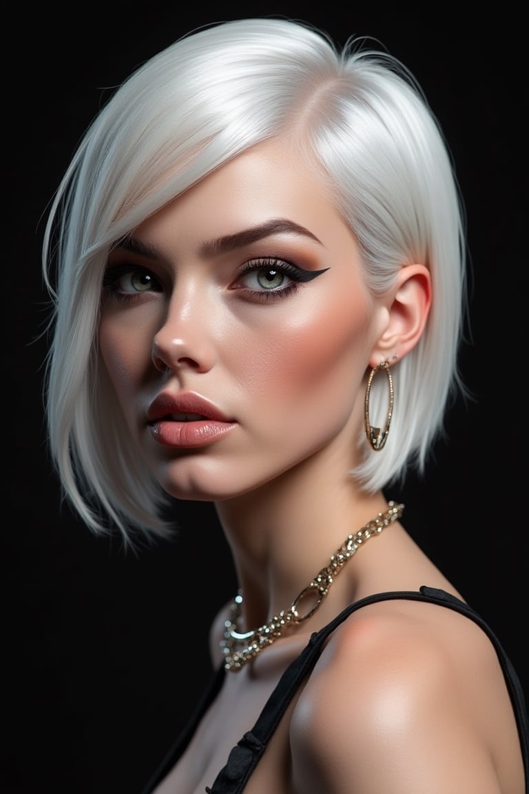 super sexy woman with short white hair danger spy supermodel projection in 3d by ART IMAGINATION on Tensor.Art