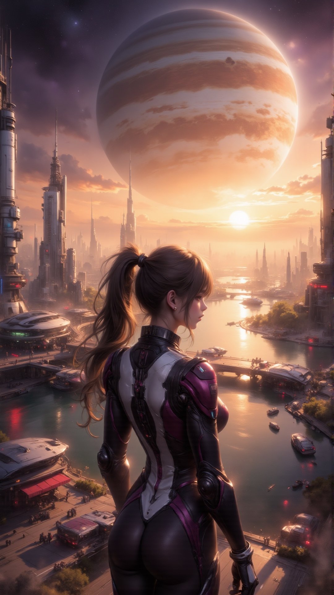 digital painting,  (((Sexy girl at space port))),  wearing form-fitting Plugsuit by ART IMAGINATION on Tensor.Art