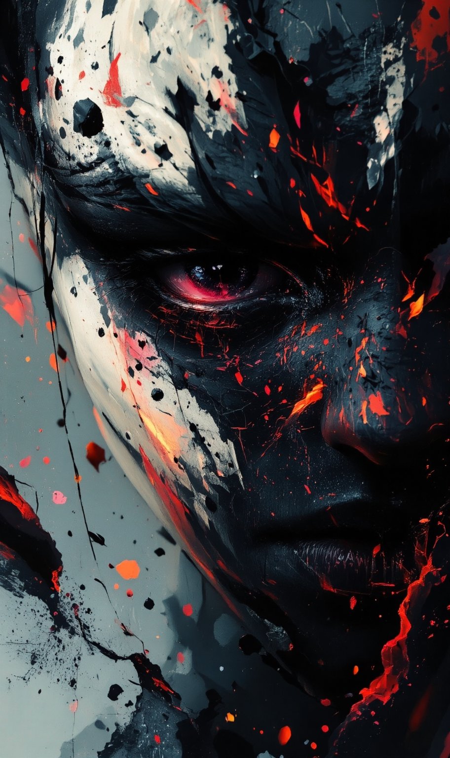 Turn the picture into Ultra-realistic cinematic close-up portrait of a mysterious warrior woman emerging from darkness,  h...