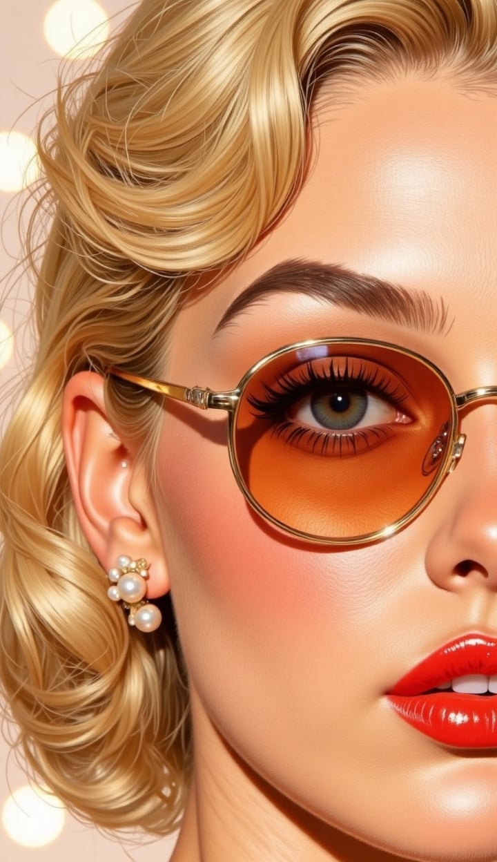 A meticulously illustrated composition exuding the charm of classic American vintage aesthetics. The sunglasses feature th...