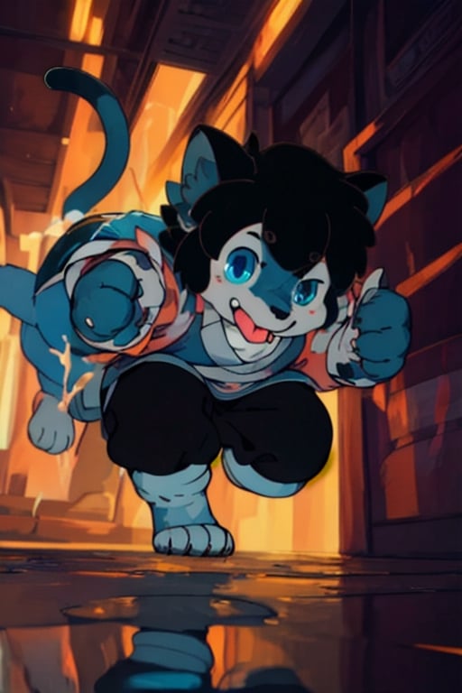 perfecteyes , (masterpiece:1.2), (anatomically correct:1.1), high quality, (((solo male anthropomorphic))) kemono furry_transformation cat fursona, 1cat boy, blue fur, blue eyes,(black nose), white hands paws, white feet, ((cat hands:1.2)), ((cat feet:1.2)),  ((sfw)), ((1boy)), absurd res, digital painting \(artwork\),male, solo:1.3, 4 toes, cat feet, reflection, countershading, discord, (motion lines:1.1),penis, tuxedo, tongue out,serve, hypnotize,ejaculate,Luo Xiaohei